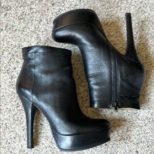 Nine West 6 Inch Platform Leather Ankle Booties Womens 8.5